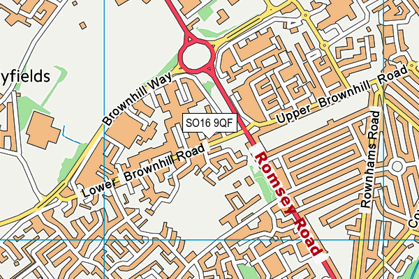 SO16 9QF map - OS VectorMap District (Ordnance Survey)