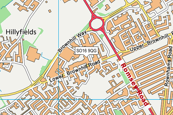 SO16 9QG map - OS VectorMap District (Ordnance Survey)