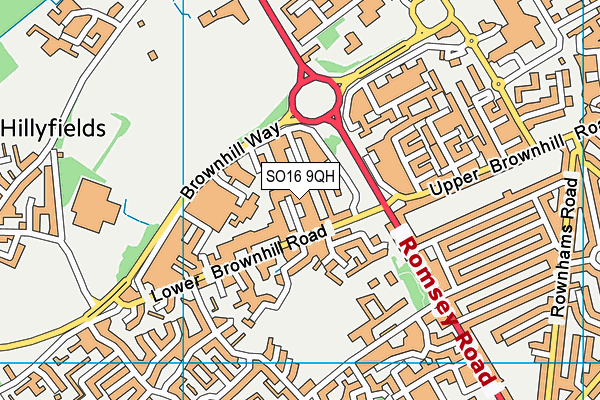 SO16 9QH map - OS VectorMap District (Ordnance Survey)