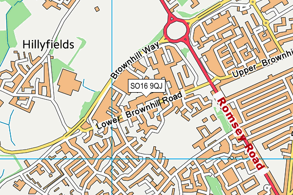 SO16 9QJ map - OS VectorMap District (Ordnance Survey)