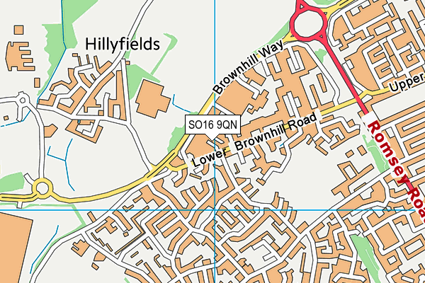 SO16 9QN map - OS VectorMap District (Ordnance Survey)