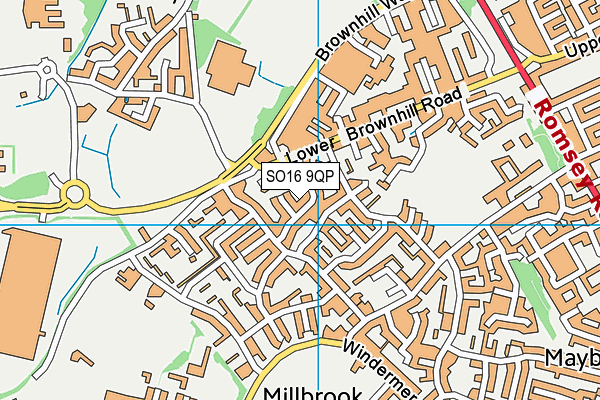 SO16 9QP map - OS VectorMap District (Ordnance Survey)