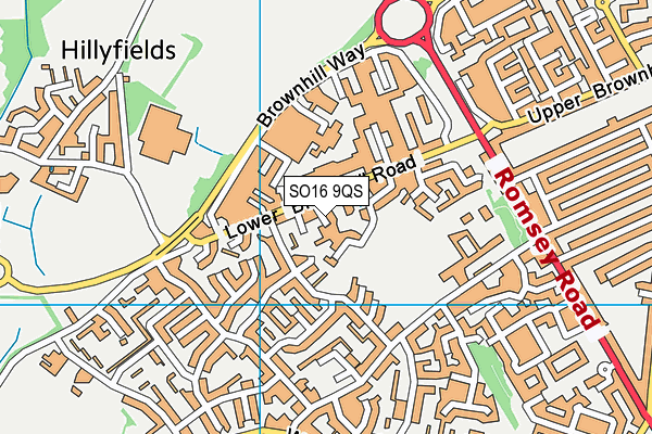 SO16 9QS map - OS VectorMap District (Ordnance Survey)