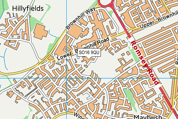 SO16 9QU map - OS VectorMap District (Ordnance Survey)