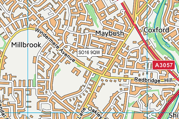 SO16 9QW map - OS VectorMap District (Ordnance Survey)