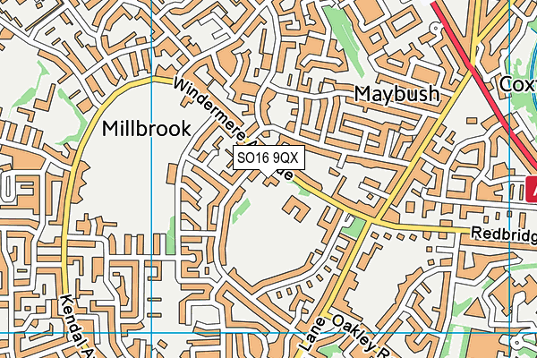 Newlands Primary School map (SO16 9QX) - OS VectorMap District (Ordnance Survey)