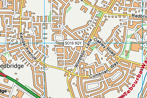 SO16 9QY map - OS VectorMap District (Ordnance Survey)