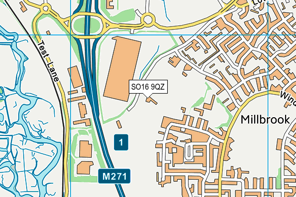 SO16 9QZ map - OS VectorMap District (Ordnance Survey)