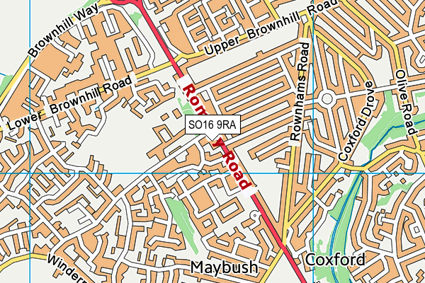 SO16 9RA map - OS VectorMap District (Ordnance Survey)