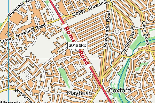 SO16 9RD map - OS VectorMap District (Ordnance Survey)