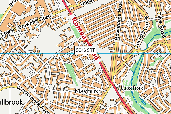 SO16 9RT map - OS VectorMap District (Ordnance Survey)