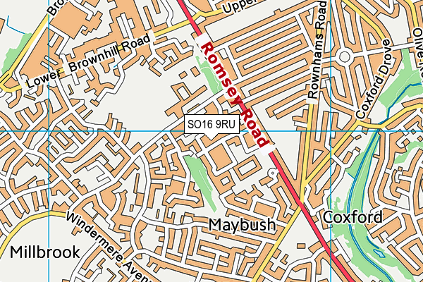 SO16 9RU map - OS VectorMap District (Ordnance Survey)