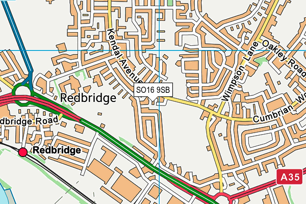 SO16 9SB map - OS VectorMap District (Ordnance Survey)