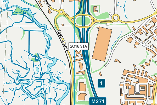 SO16 9TA map - OS VectorMap District (Ordnance Survey)