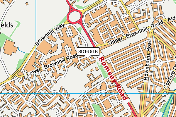 SO16 9TB map - OS VectorMap District (Ordnance Survey)