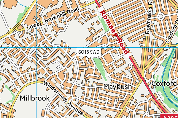 SO16 9WD map - OS VectorMap District (Ordnance Survey)