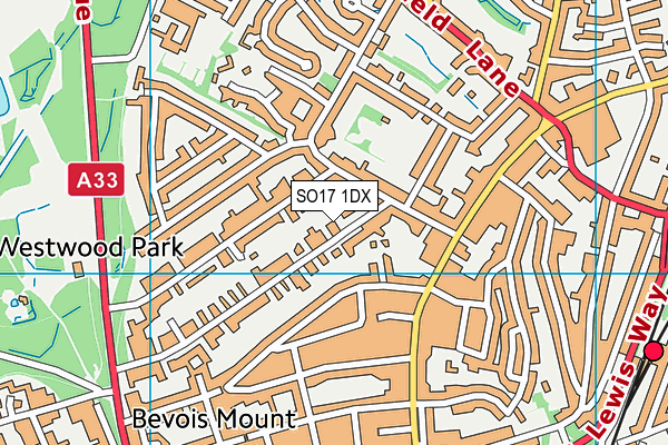 SO17 1DX map - OS VectorMap District (Ordnance Survey)