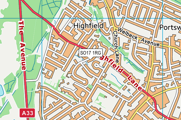 SO17 1RG map - OS VectorMap District (Ordnance Survey)