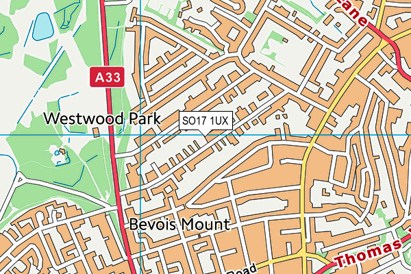 SO17 1UX map - OS VectorMap District (Ordnance Survey)