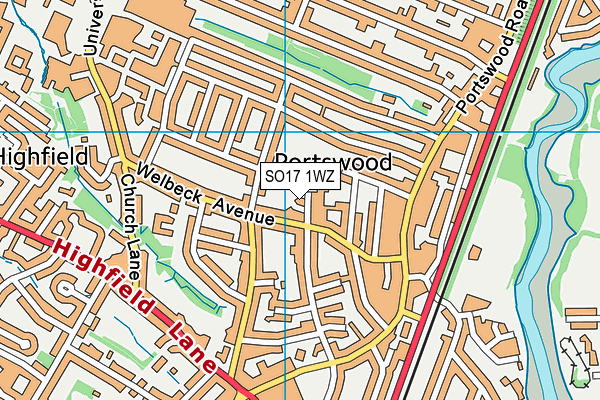 Portswood Recreation Ground map (SO17 1WZ) - OS VectorMap District (Ordnance Survey)
