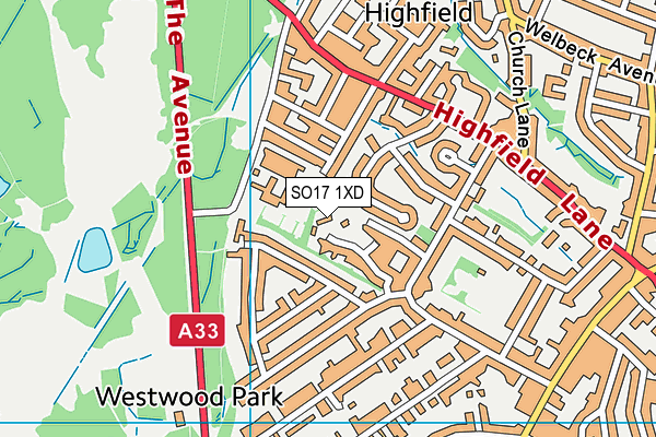 SO17 1XD map - OS VectorMap District (Ordnance Survey)