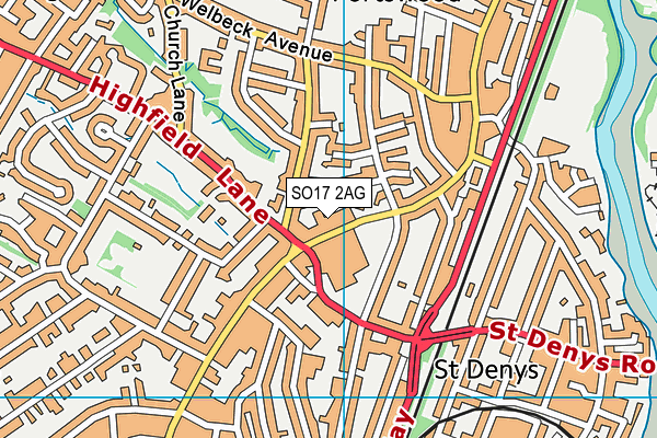 SO17 2AG map - OS VectorMap District (Ordnance Survey)