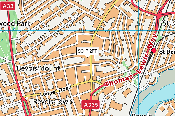 SO17 2FT map - OS VectorMap District (Ordnance Survey)