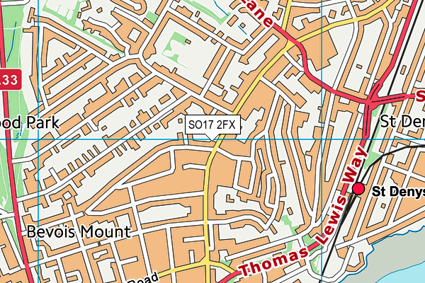 SO17 2FX map - OS VectorMap District (Ordnance Survey)
