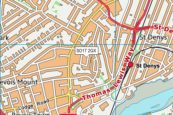 SO17 2GX map - OS VectorMap District (Ordnance Survey)