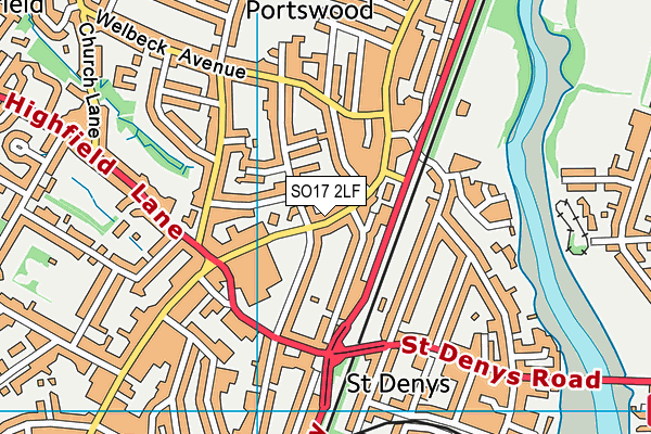 SO17 2LF map - OS VectorMap District (Ordnance Survey)