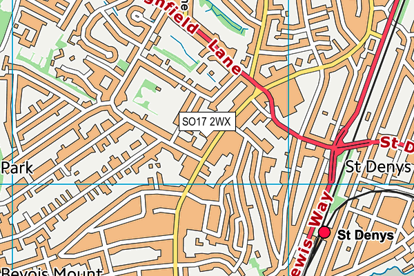 SO17 2WX map - OS VectorMap District (Ordnance Survey)