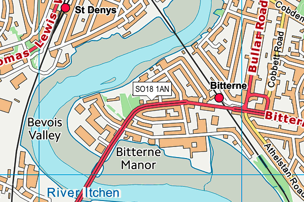 SO18 1AN map - OS VectorMap District (Ordnance Survey)