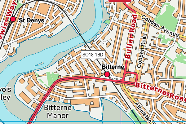 SO18 1BD map - OS VectorMap District (Ordnance Survey)