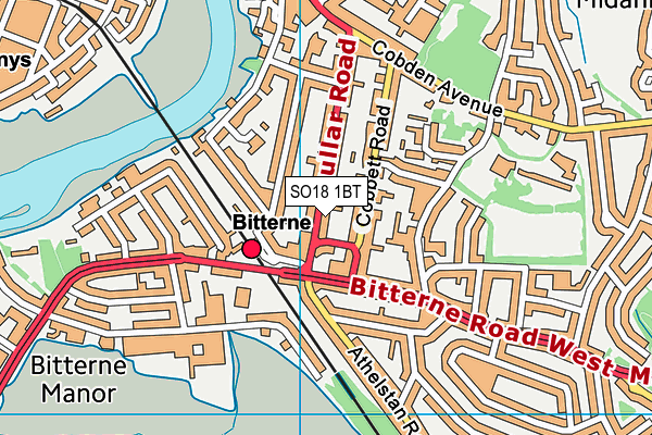 SO18 1BT map - OS VectorMap District (Ordnance Survey)