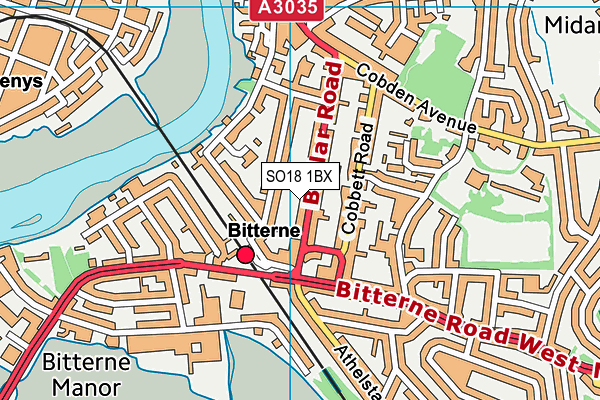 SO18 1BX map - OS VectorMap District (Ordnance Survey)