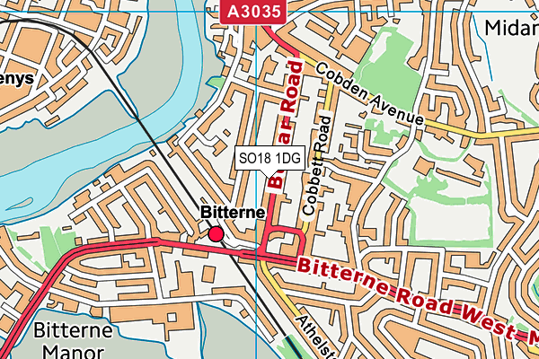 SO18 1DG map - OS VectorMap District (Ordnance Survey)