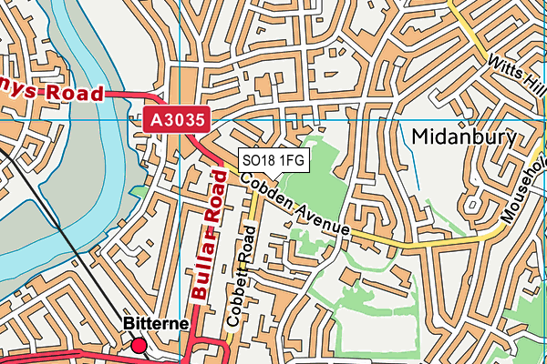 SO18 1FG map - OS VectorMap District (Ordnance Survey)