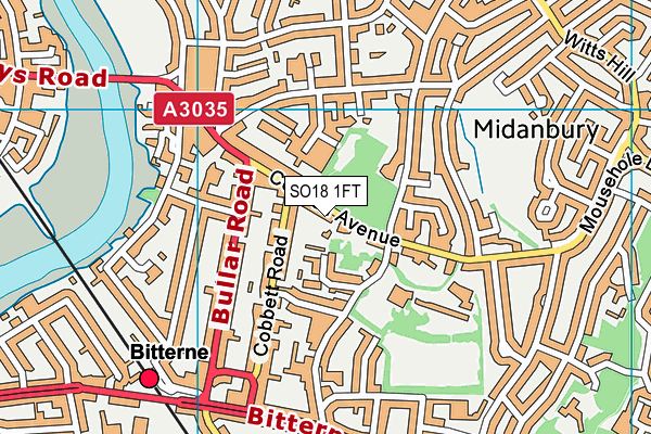 SO18 1FT map - OS VectorMap District (Ordnance Survey)