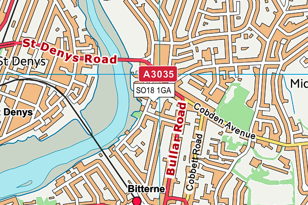 SO18 1GA map - OS VectorMap District (Ordnance Survey)