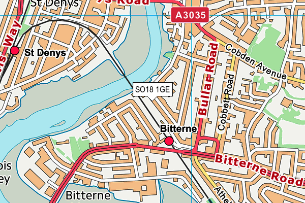 SO18 1GE map - OS VectorMap District (Ordnance Survey)