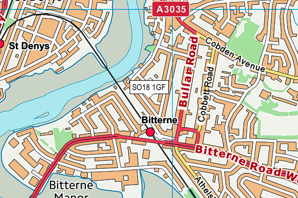 SO18 1GF map - OS VectorMap District (Ordnance Survey)