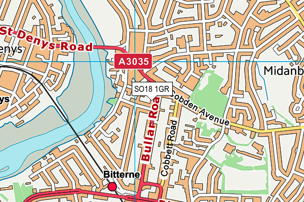 SO18 1GR map - OS VectorMap District (Ordnance Survey)