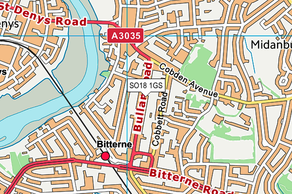 SO18 1GS map - OS VectorMap District (Ordnance Survey)