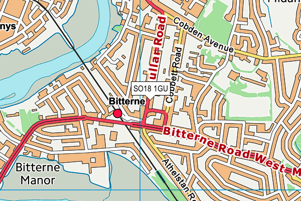 SO18 1GU map - OS VectorMap District (Ordnance Survey)