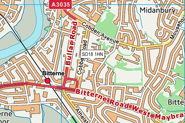 SO18 1HN map - OS VectorMap District (Ordnance Survey)