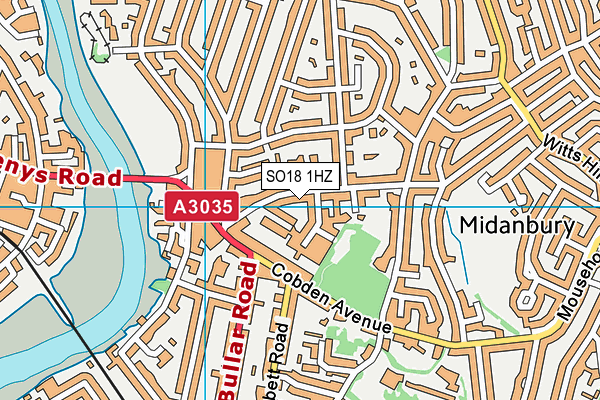 SO18 1HZ map - OS VectorMap District (Ordnance Survey)