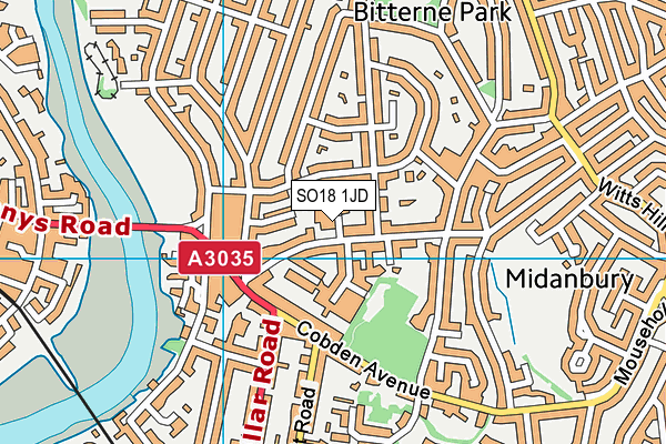 SO18 1JD map - OS VectorMap District (Ordnance Survey)