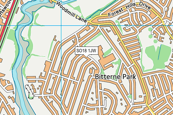 SO18 1JW map - OS VectorMap District (Ordnance Survey)