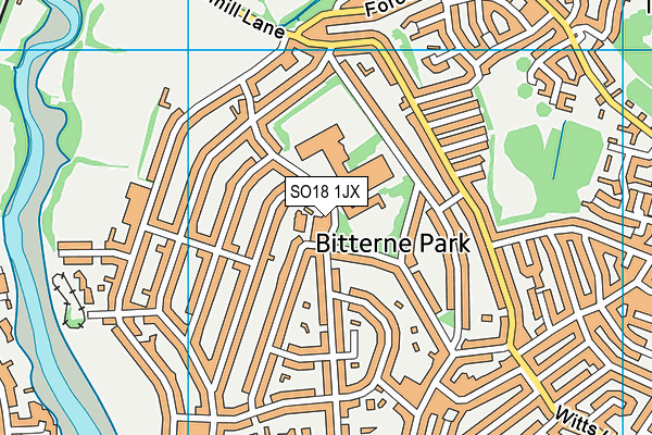 SO18 1JX map - OS VectorMap District (Ordnance Survey)