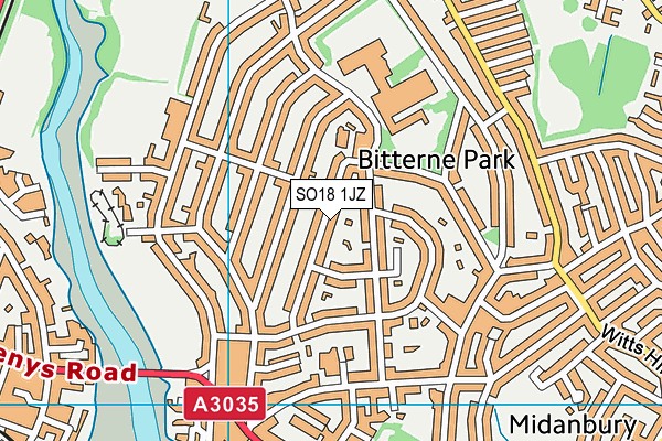 SO18 1JZ map - OS VectorMap District (Ordnance Survey)